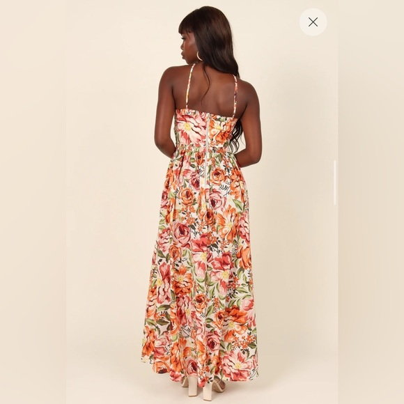 Petal & Pup Maxi Dress Orange Floral Seven Wonders Cutout 100% Cotton NWT - Picture 4 of 7
